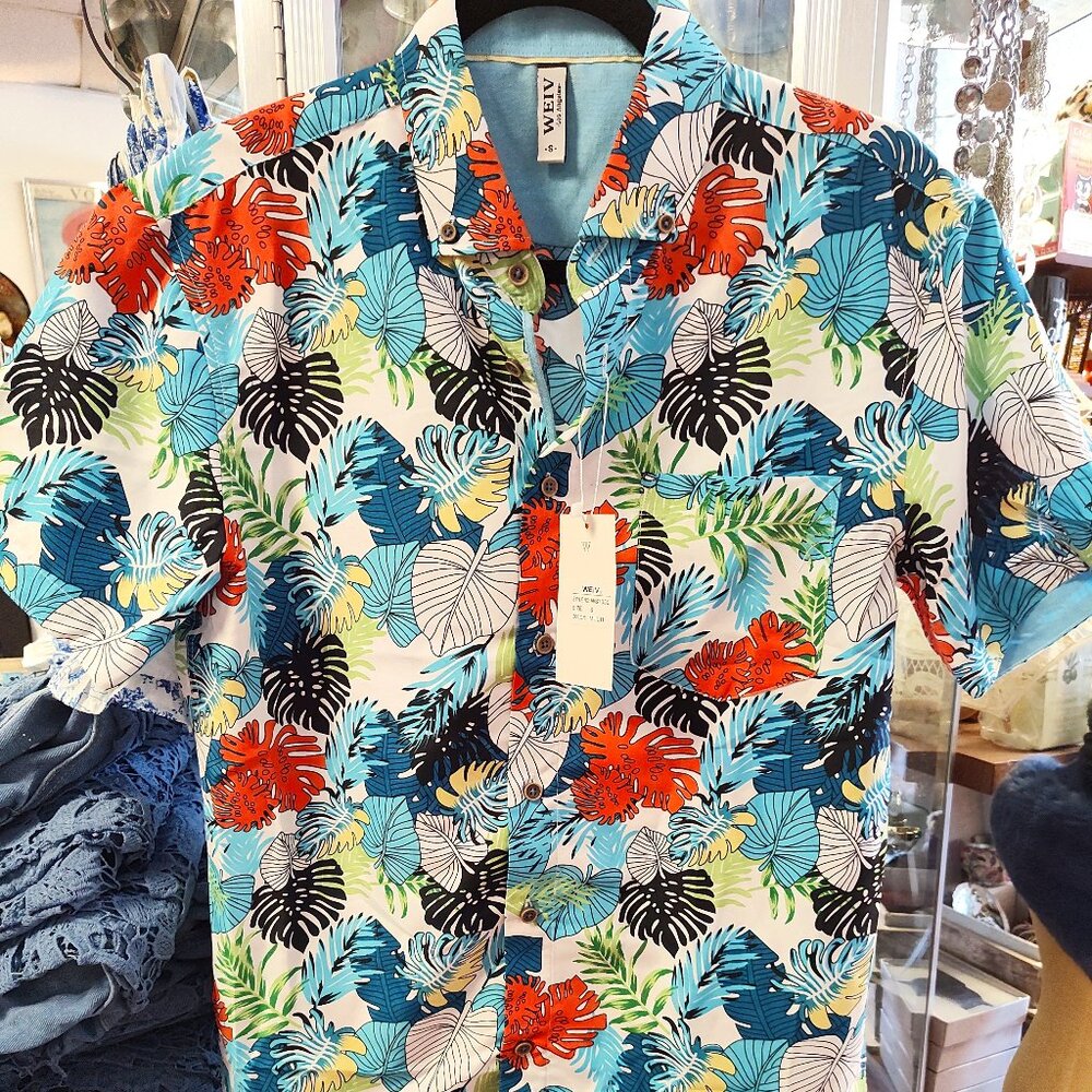 WEIV COTTON BLEND FLORAL MENS SHIRT TROPICAL
